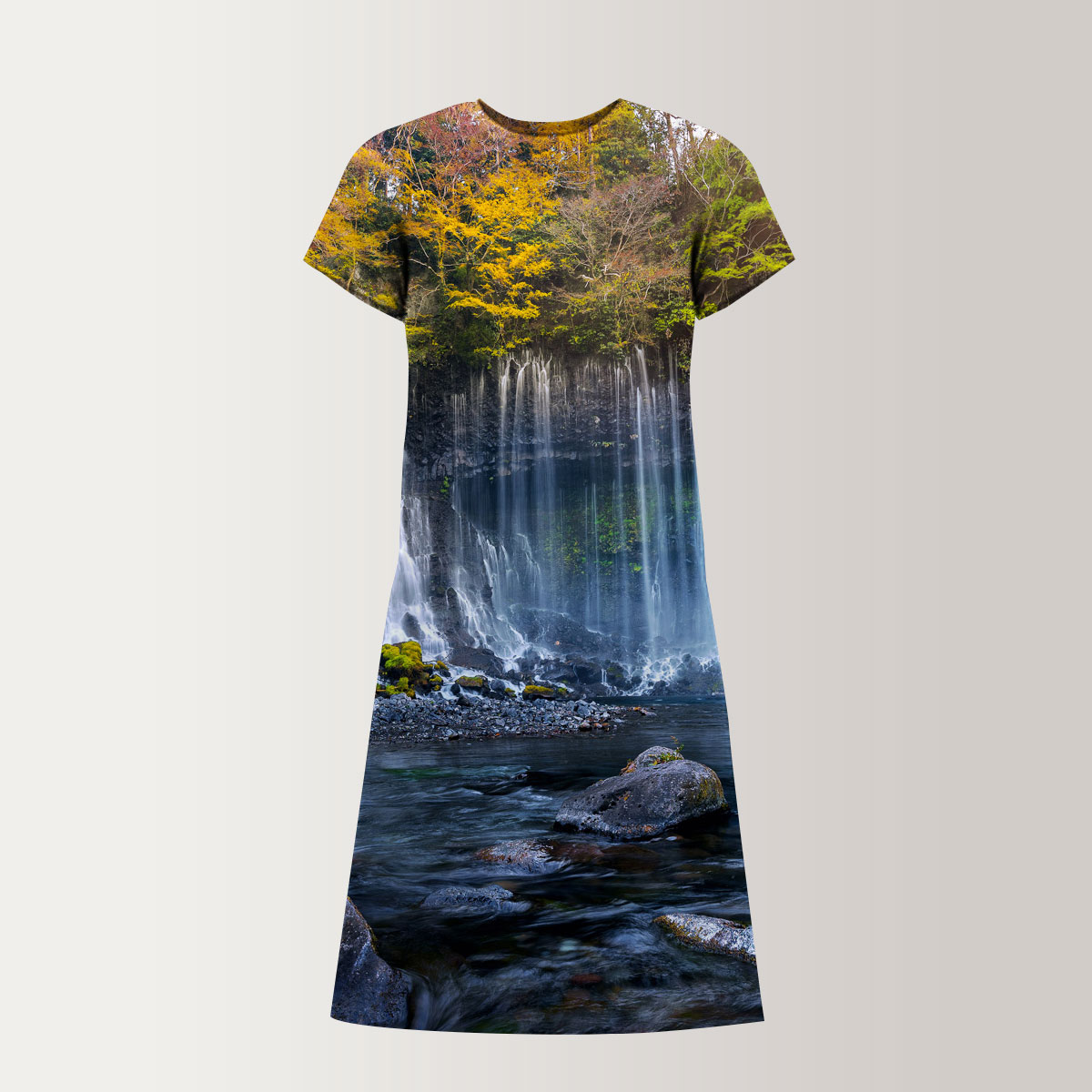 Autumn Waterfall T-Shirt Dress