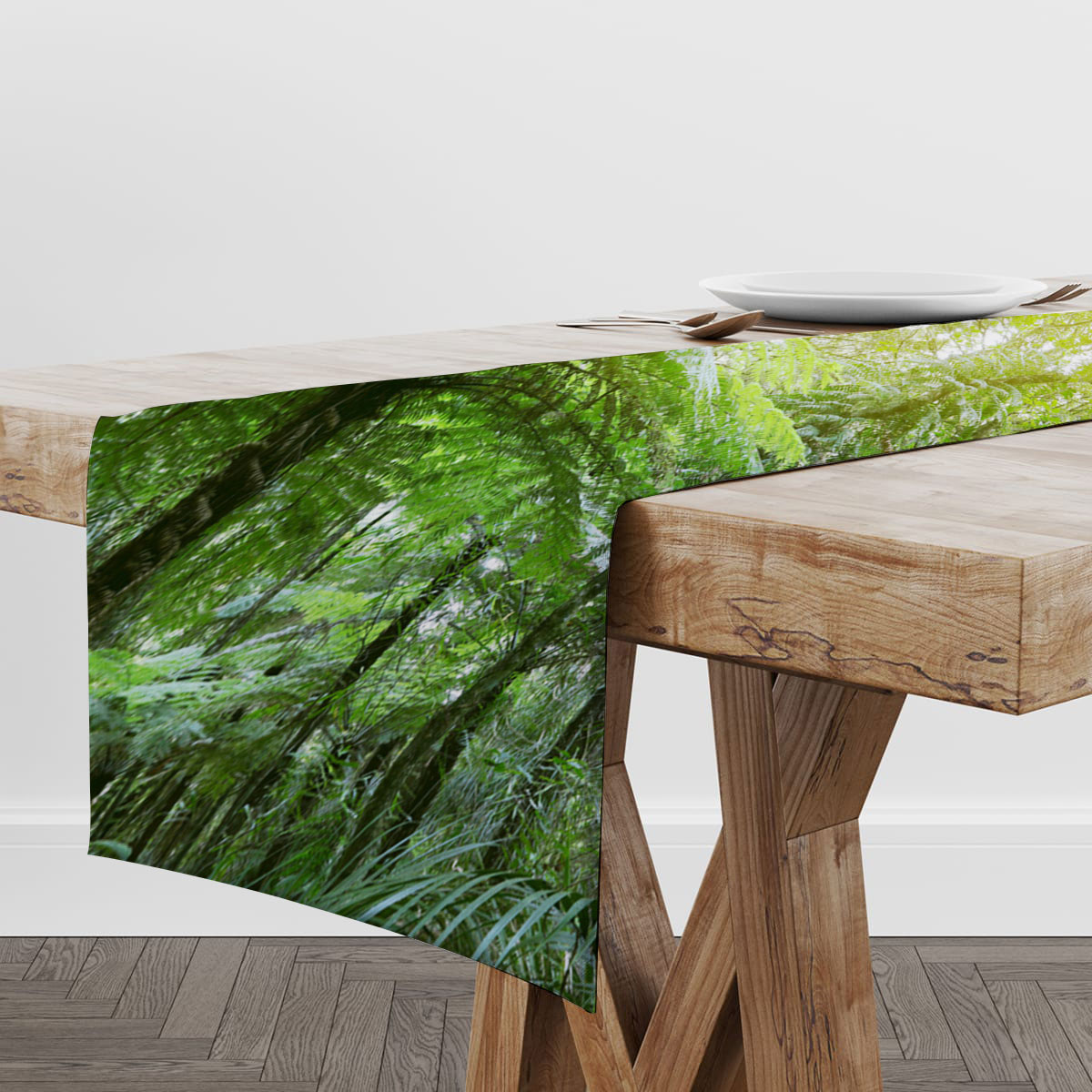 Tree ferns in jungle Table Runner
