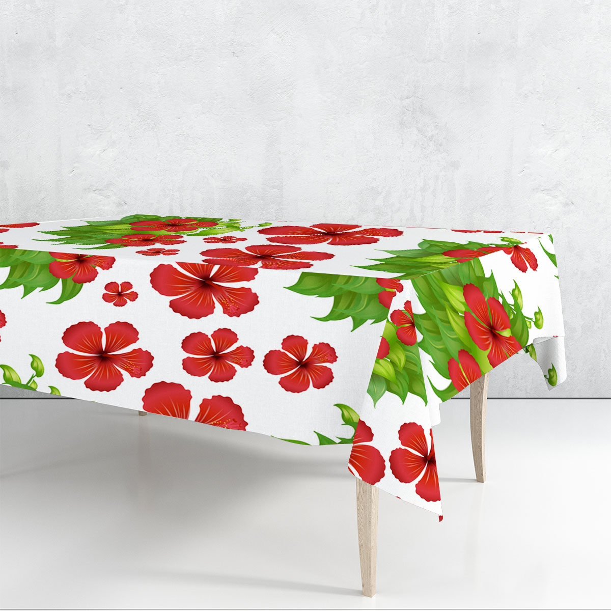Red Hibiscus Rectangle Tablecloth