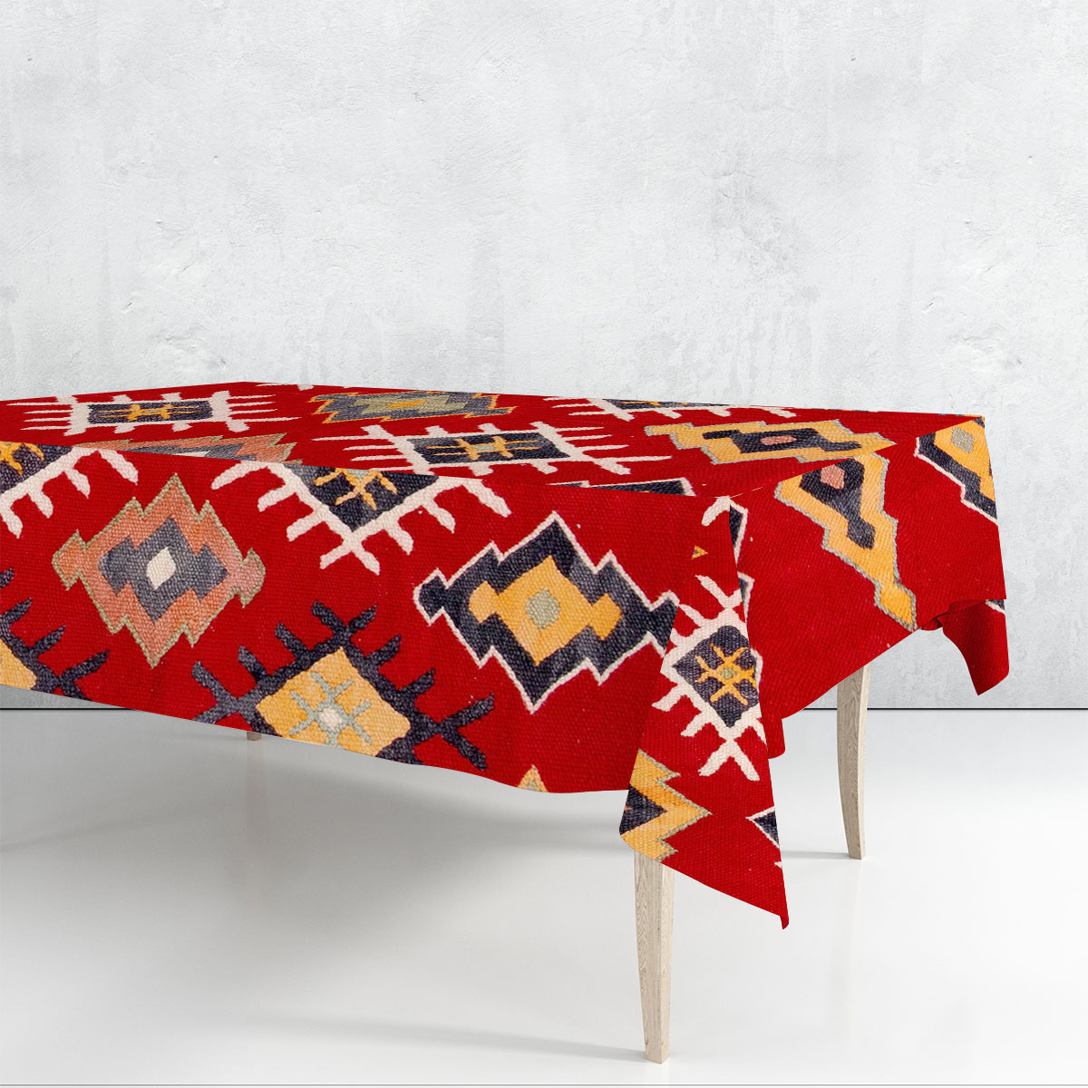 Red Native American Rectangle Tablecloth