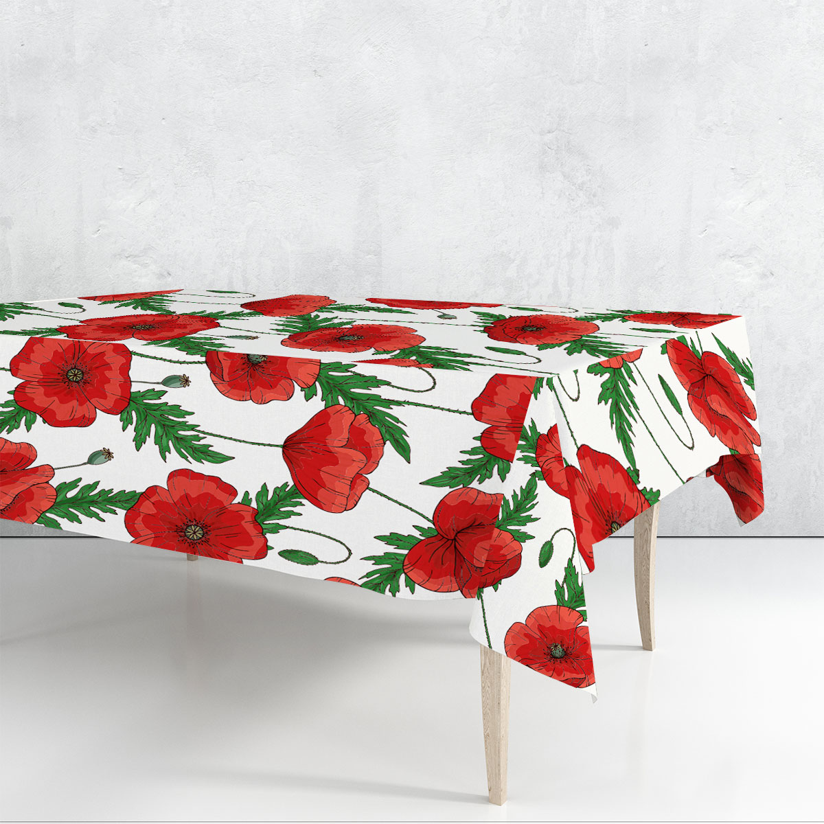 Red Poppies Flower Rectangle Tablecloth