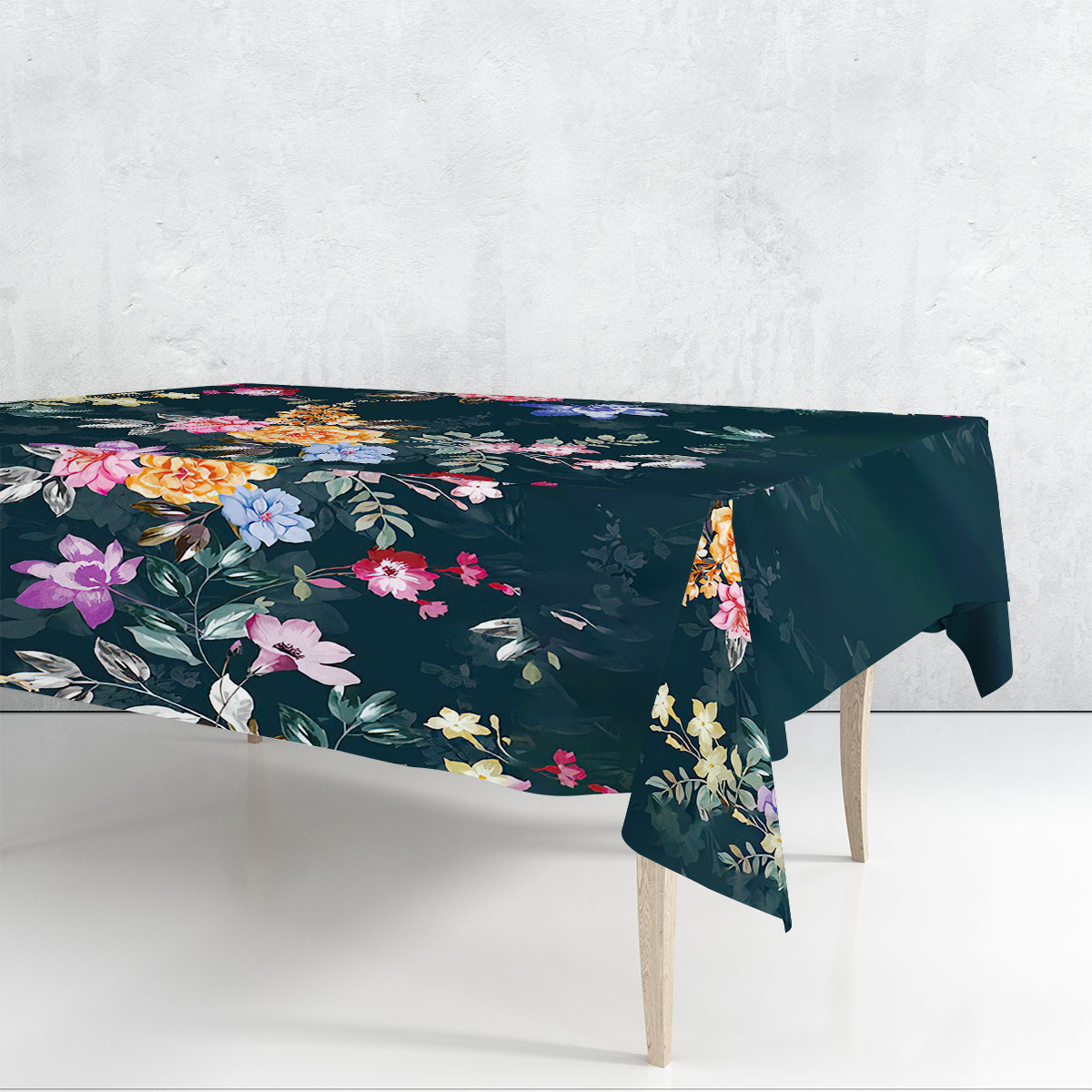 Retro Black Flower And Rose Rectangle Tablecloth