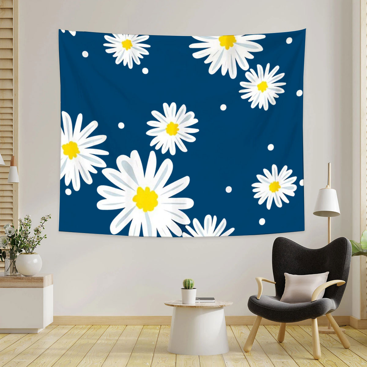 Abstract Daisy With Blue Tapestry
