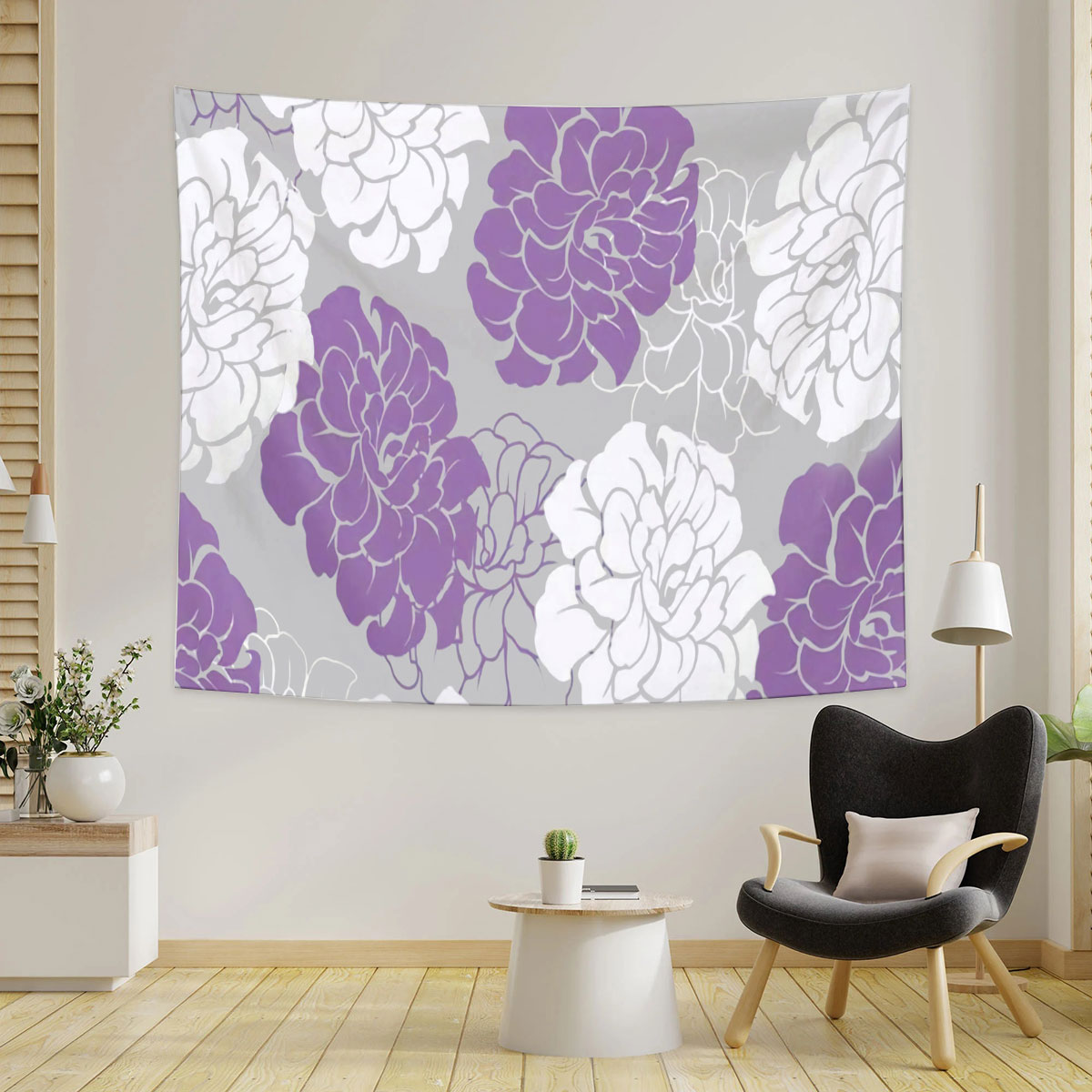 Abstract Purple Peony Tapestry