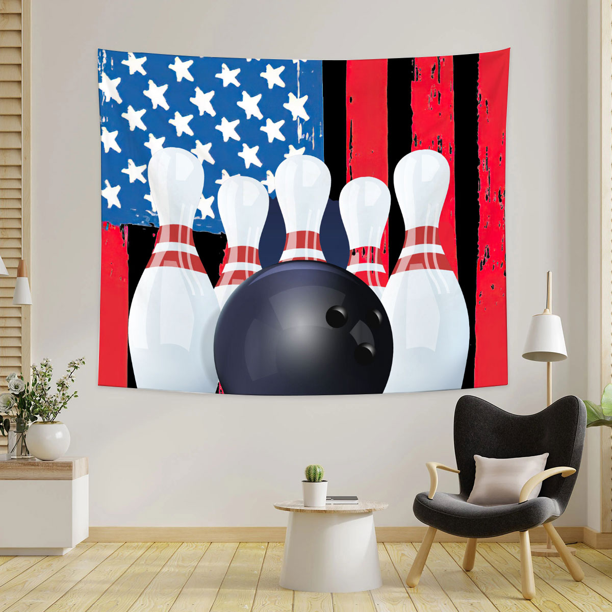 American Flag Bowling Tapestry