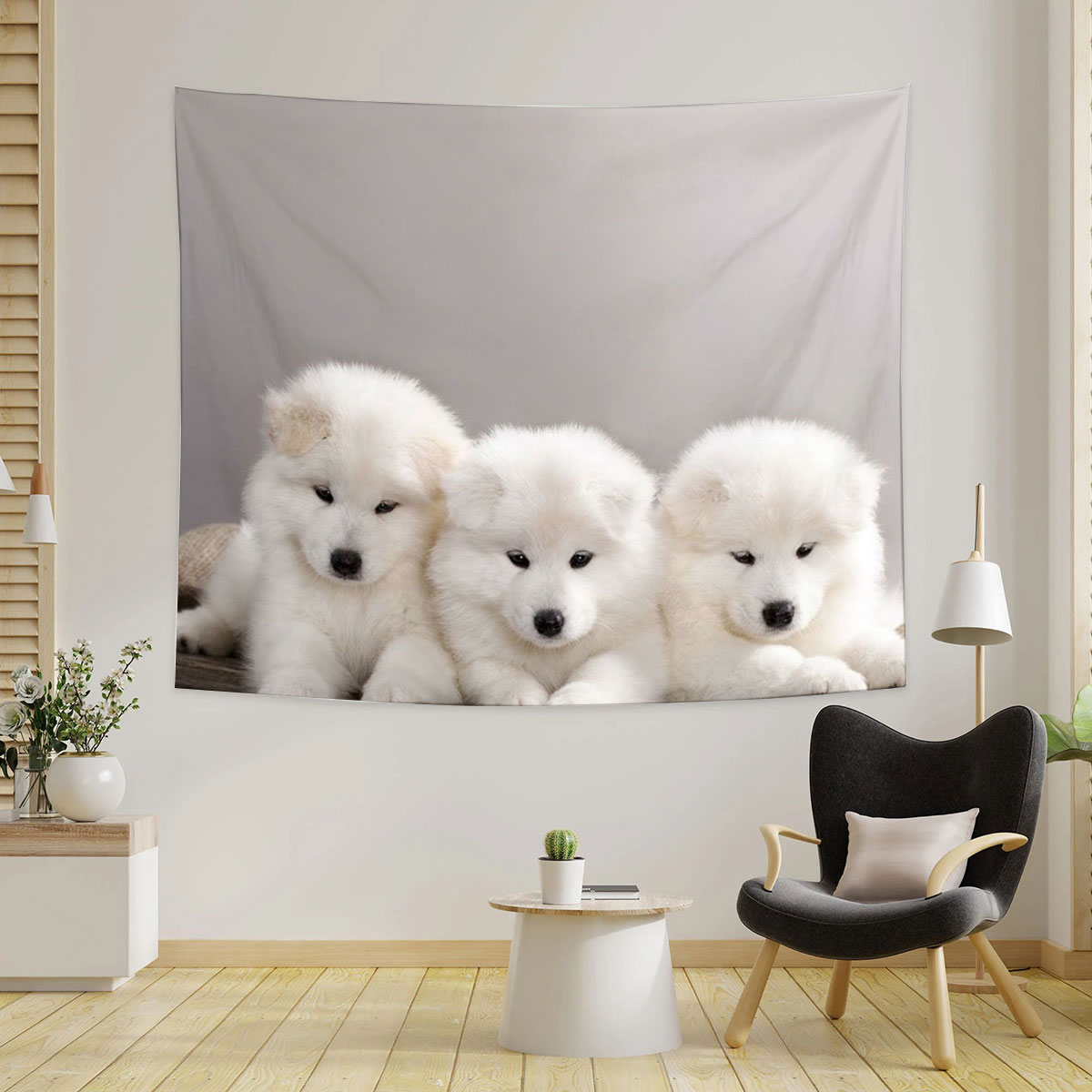 Baby White Dog Tapestry