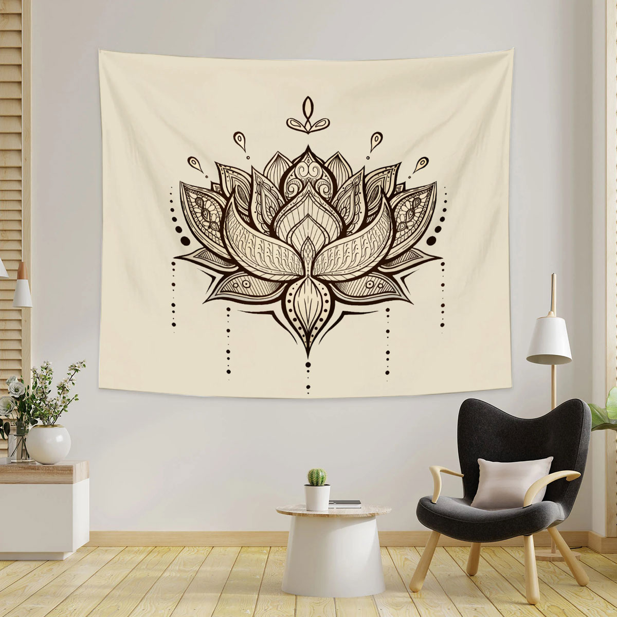 Beige Lotus Tapestry