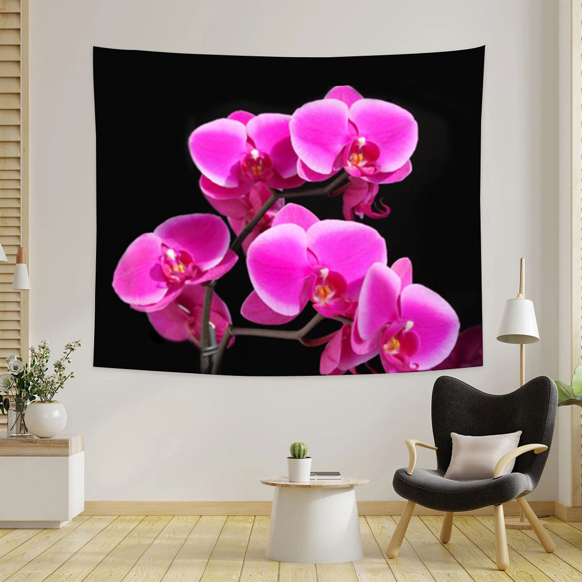 Black And Pink Orchidd Tapestry