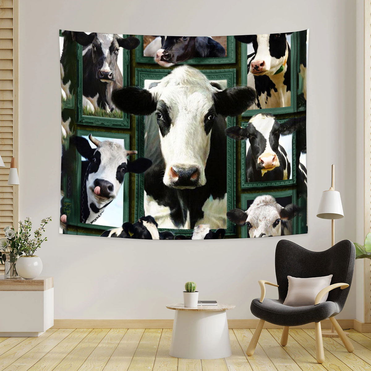 Black And White Cow Tapestry