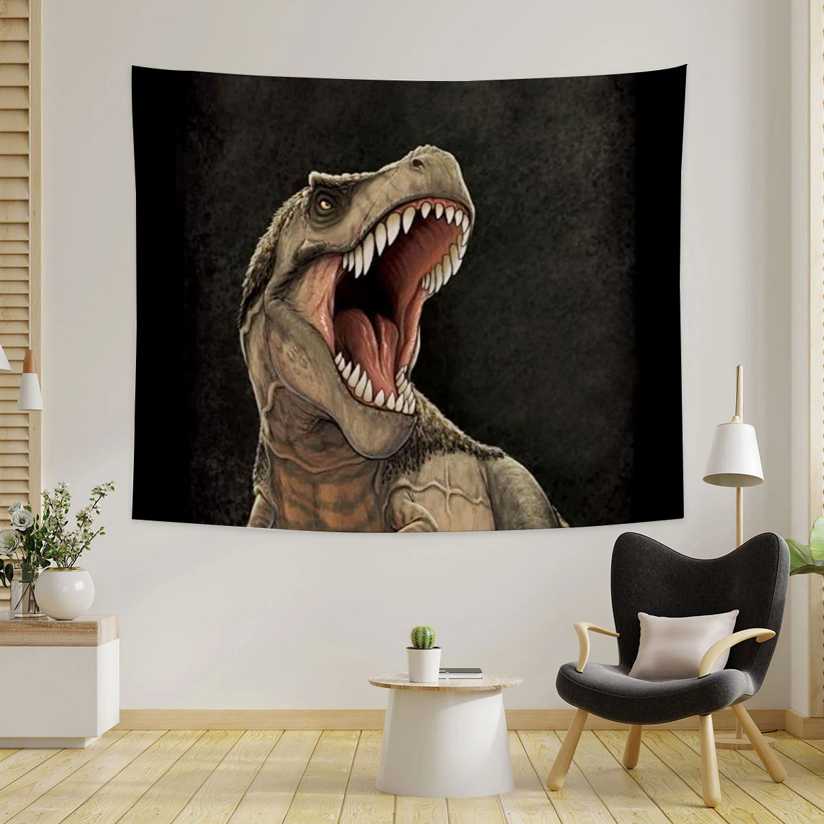 Black Dinosaur Tapestry