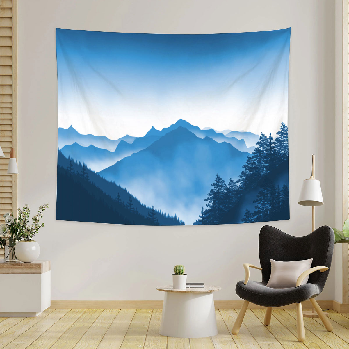 Blue Forest Mountain Tapestry
