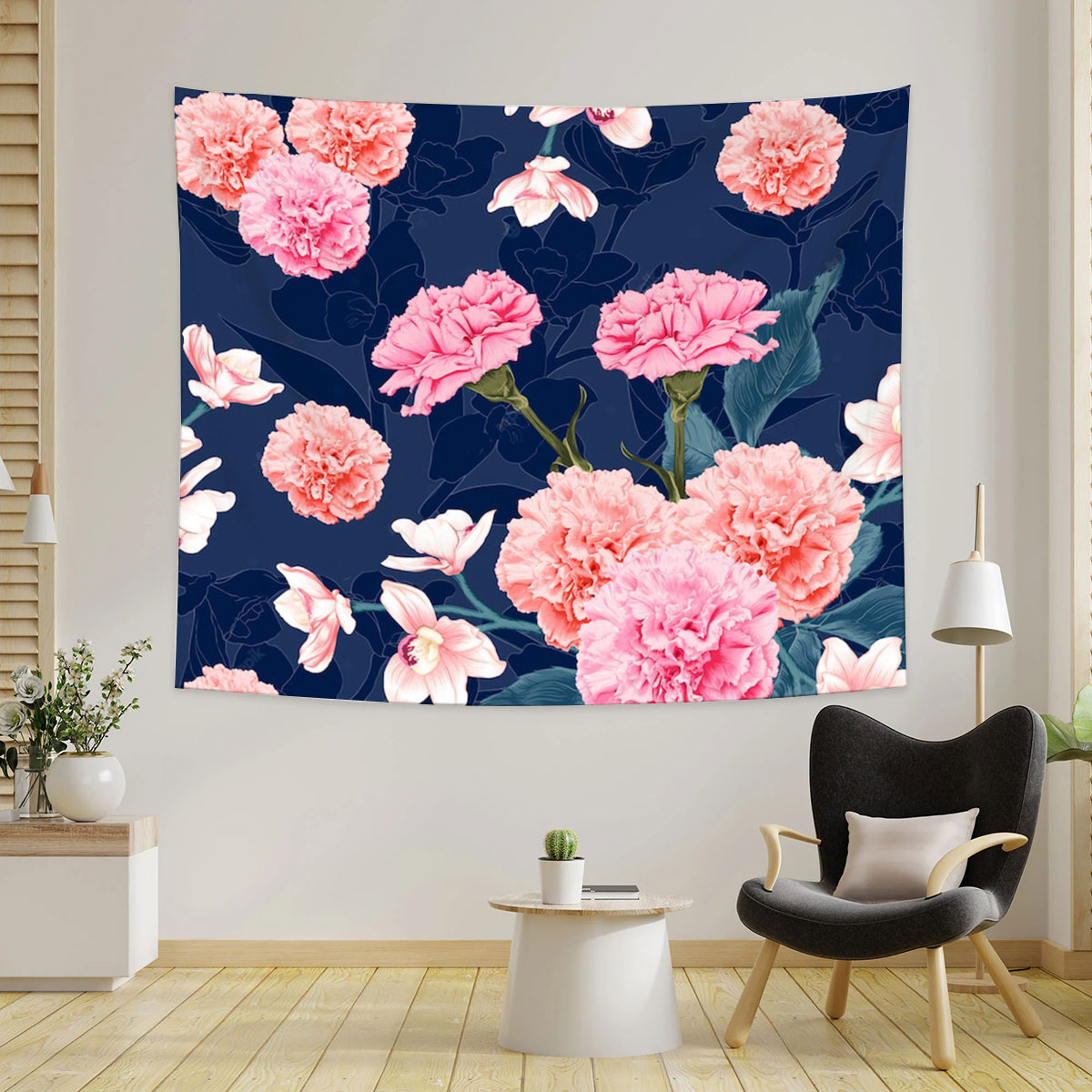 Blue Pink Carnations Tapestry