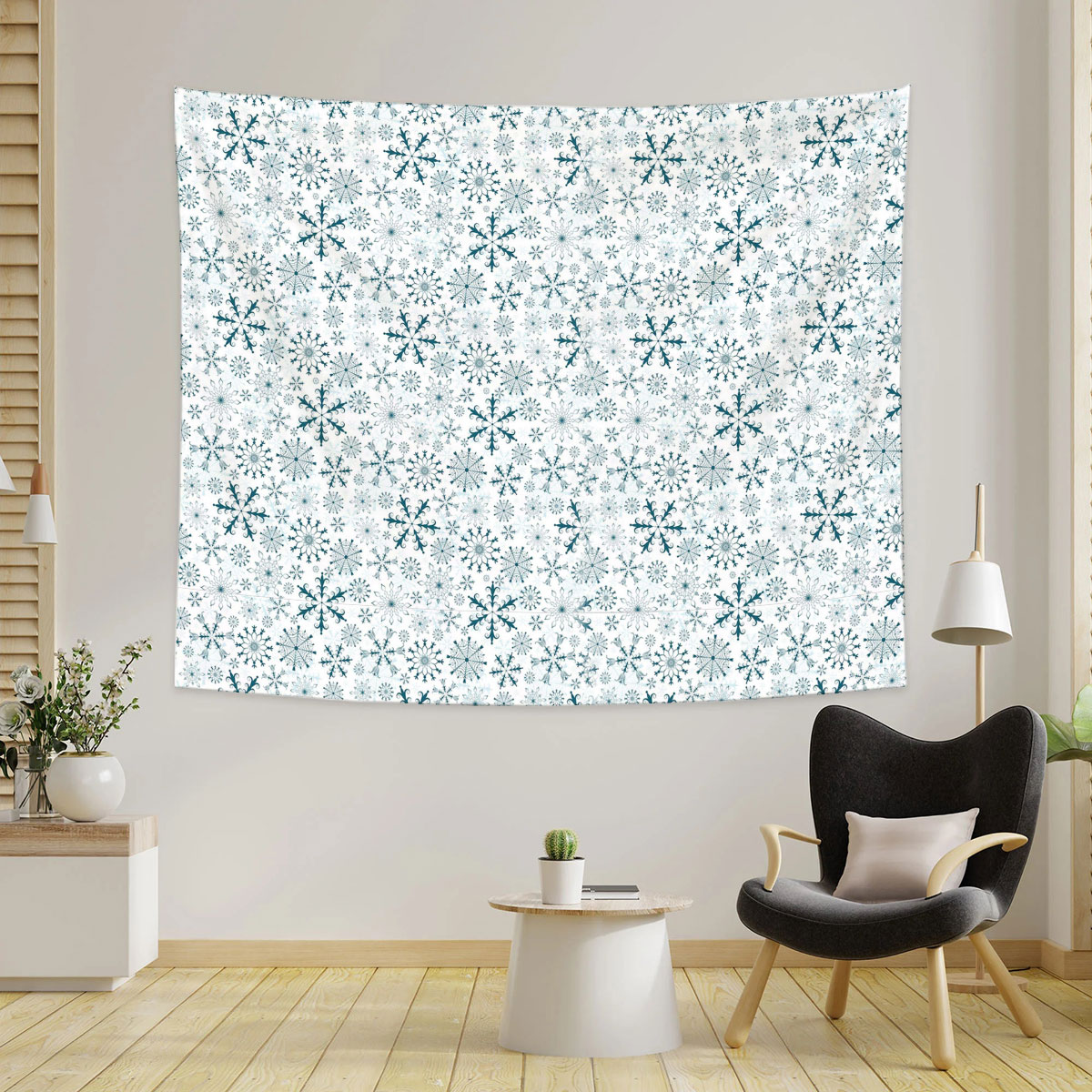 Blue Snowflakes Winter Tapestry