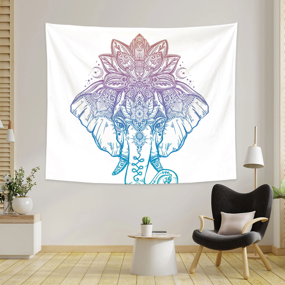 Boho Mandala Elephant Tapestry