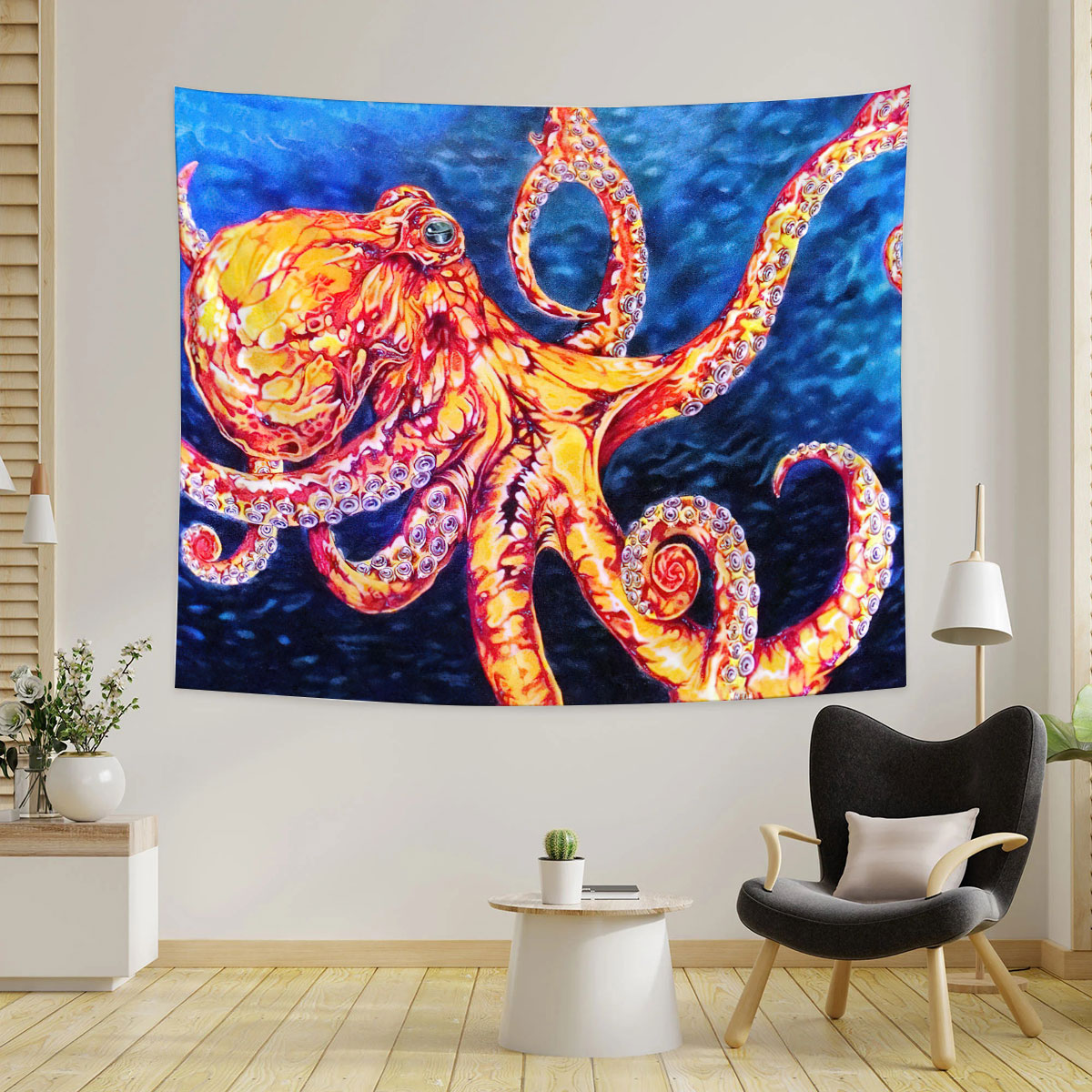 Psychedelic Octopus Tapestry