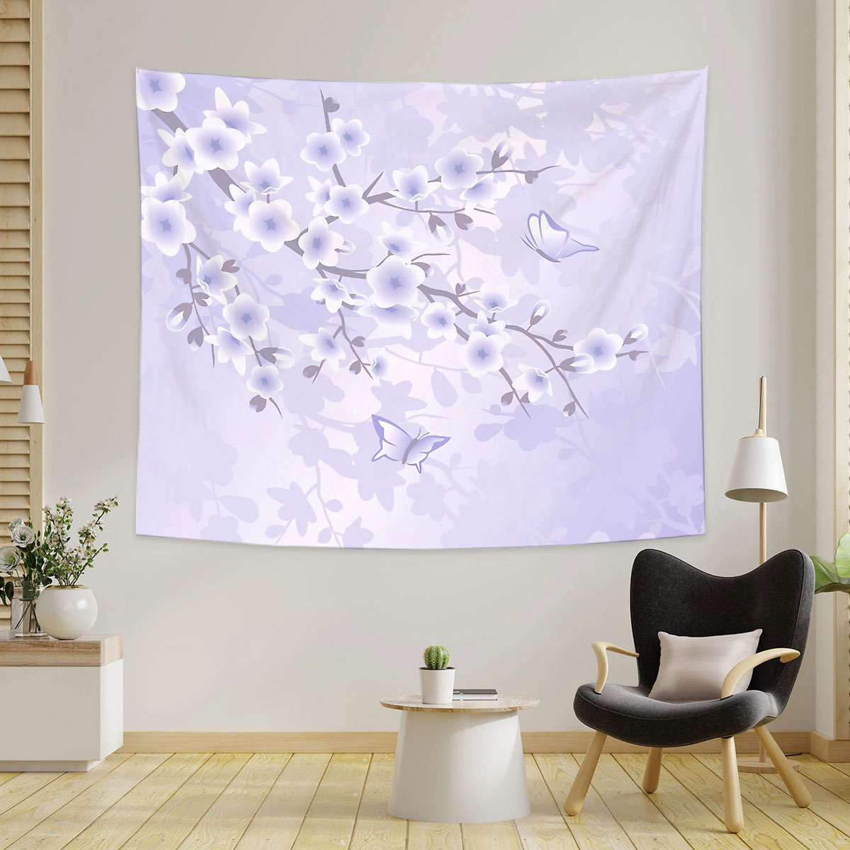 Purple Cherry Blossom Tapestry