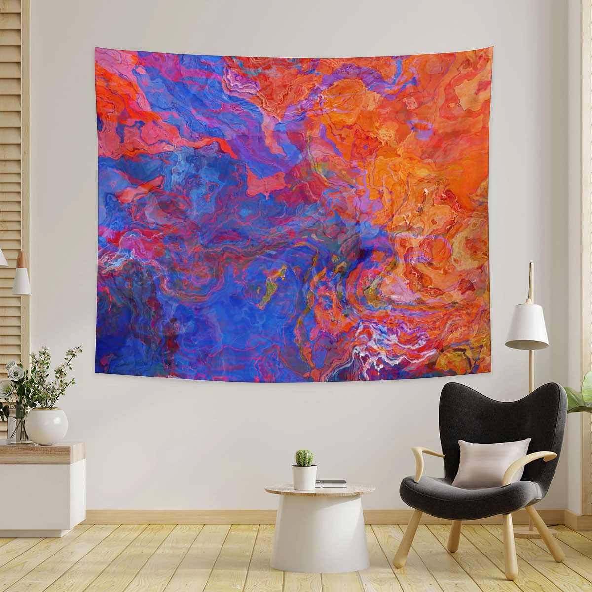 Red And Blue Abstract Tapestry