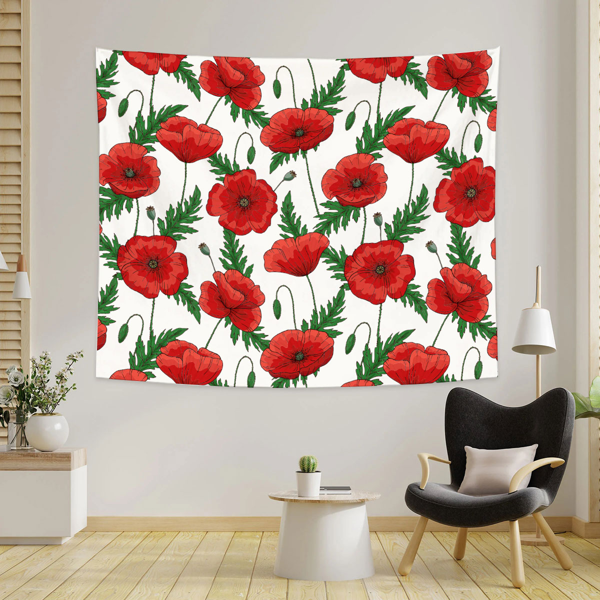 Red Poppies Flower Tapestry