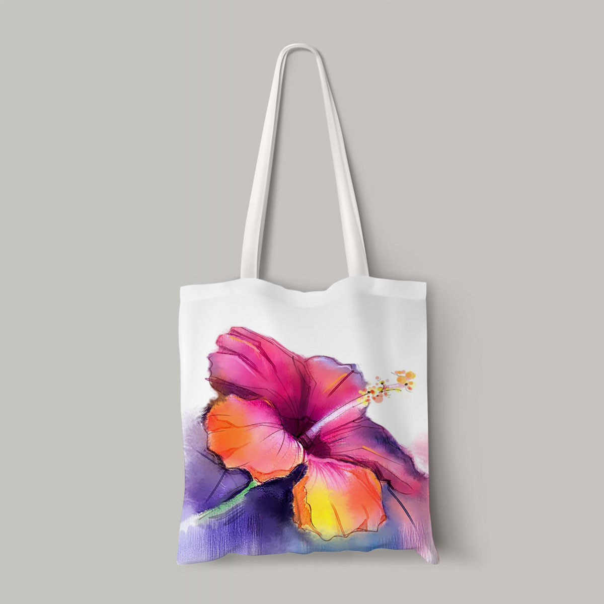 Abstract Colorful Hibiscus Totebag