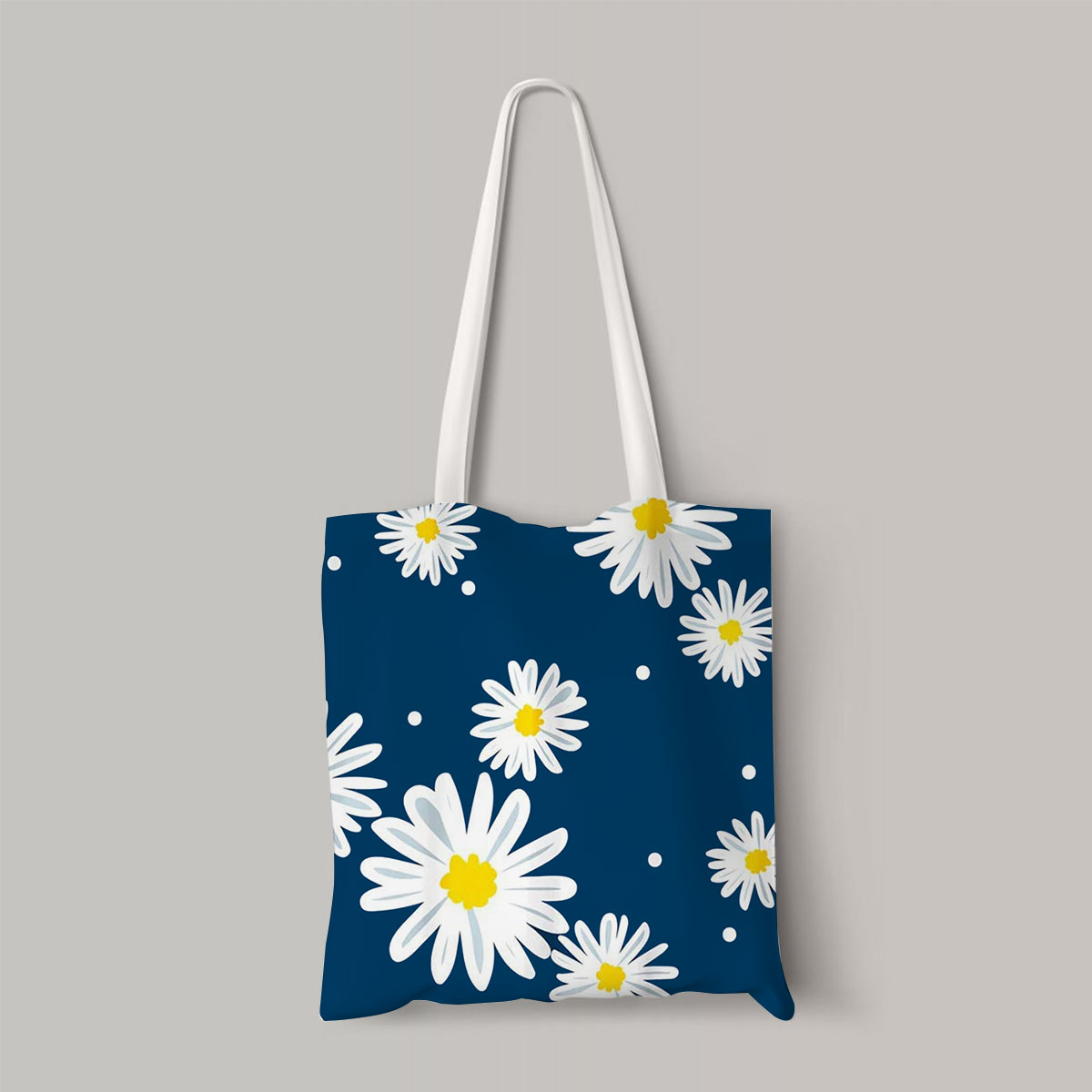 Abstract Daisy With Blue Totebag