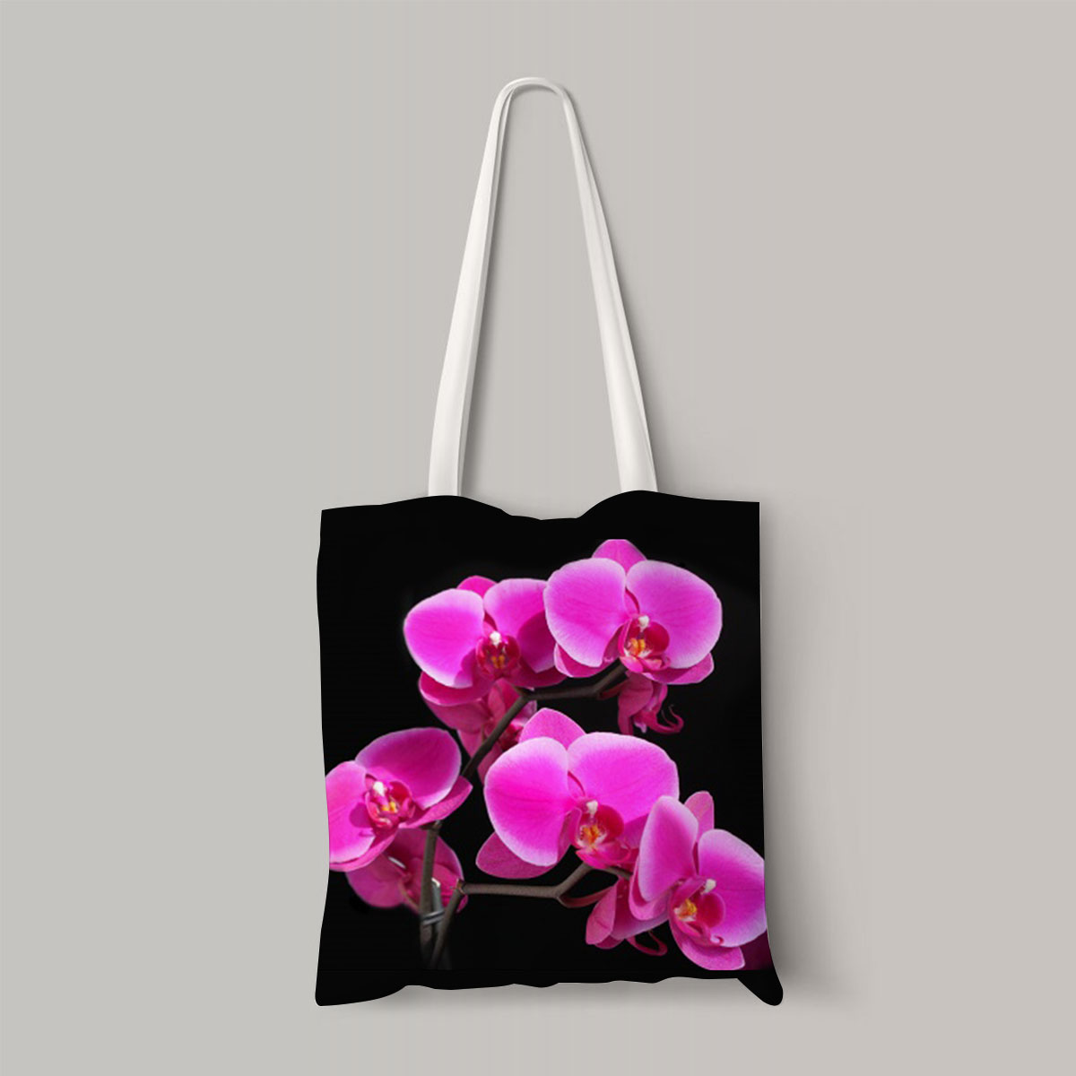Black And Pink Orchidd Totebag
