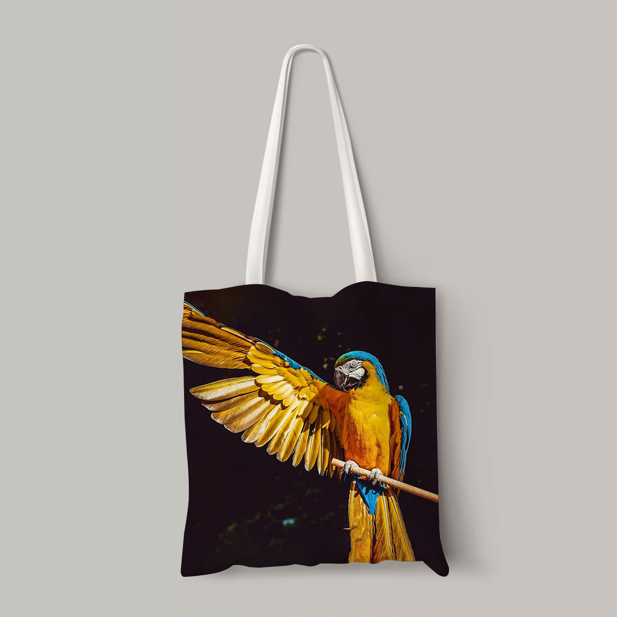 Black And Yellow Parrot Totebag