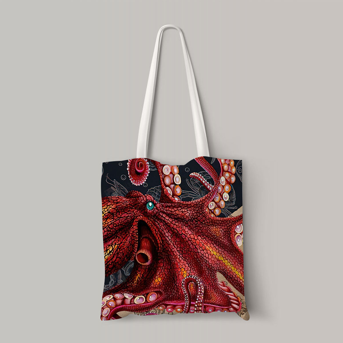 Red Monster Octopus Totebag