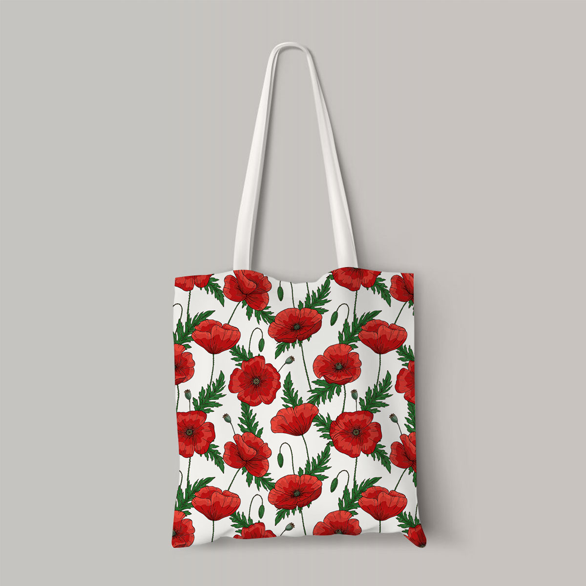 Red Poppies Flower Totebag