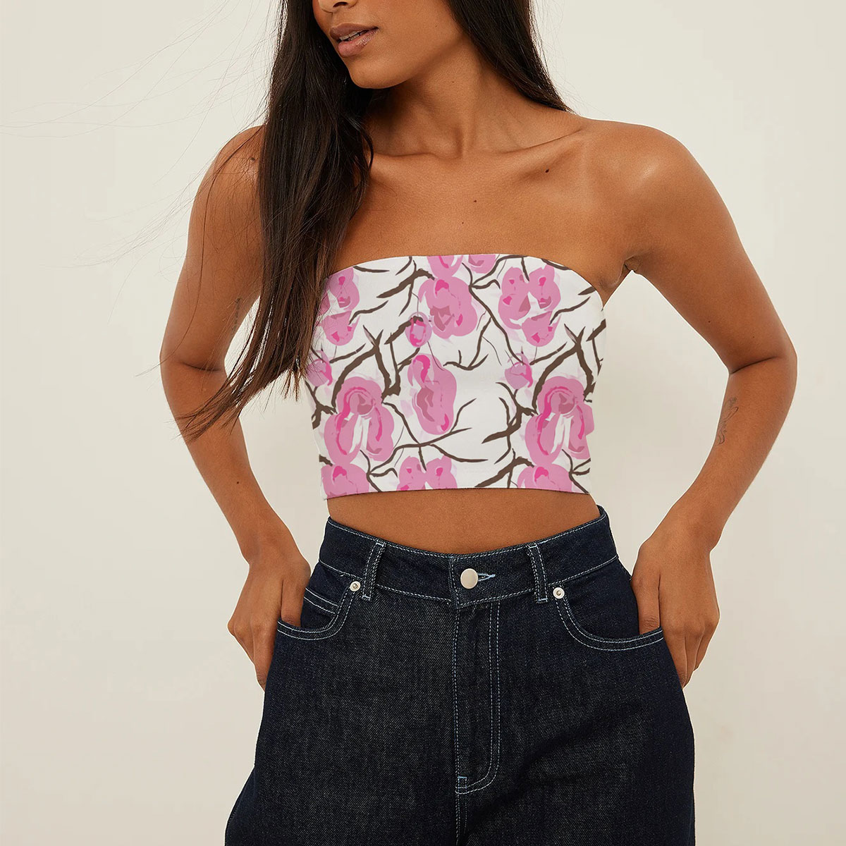 Abstract Cherry Blossom Tube Top