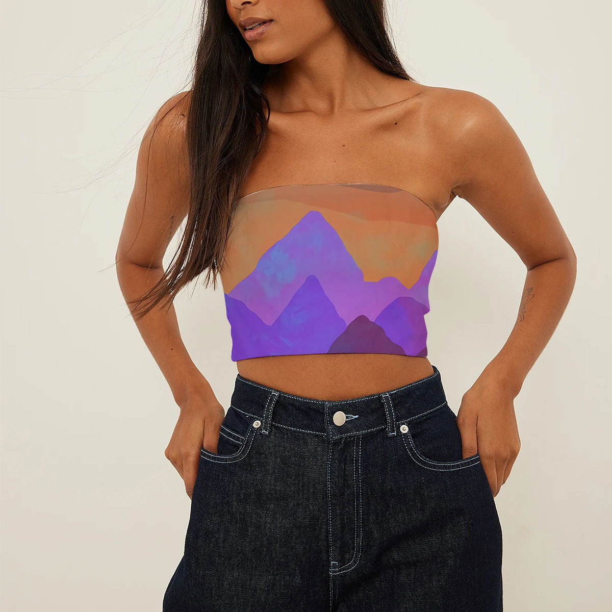 Abstract Mountain Sunset Tube Top