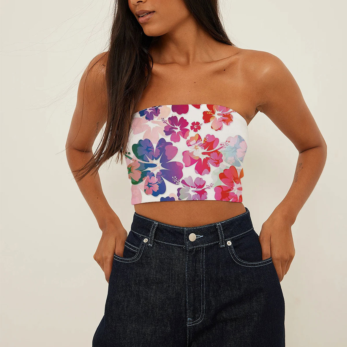 Abstract Tropical Hawaii Flowers Tube Top