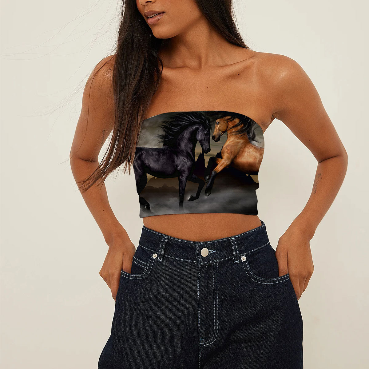 Black And Brown Horse Tube Top
