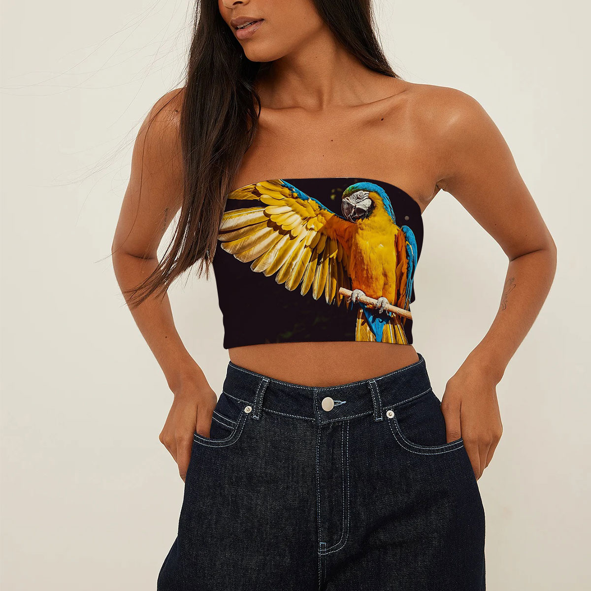 Black And Yellow Parrot Tube Top