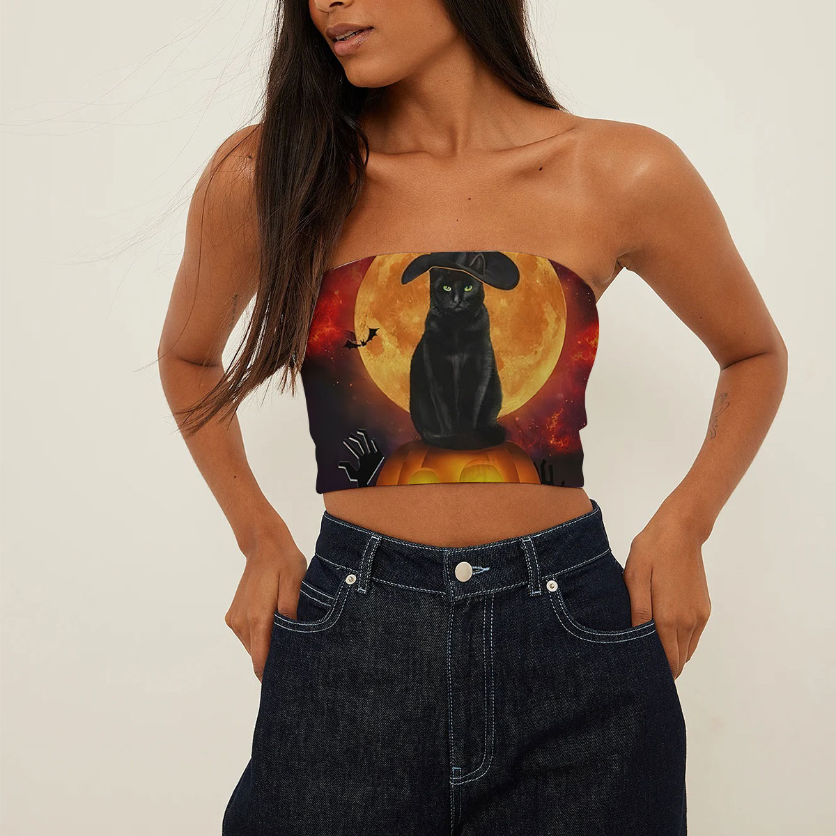Black Cat Witch Tube Top