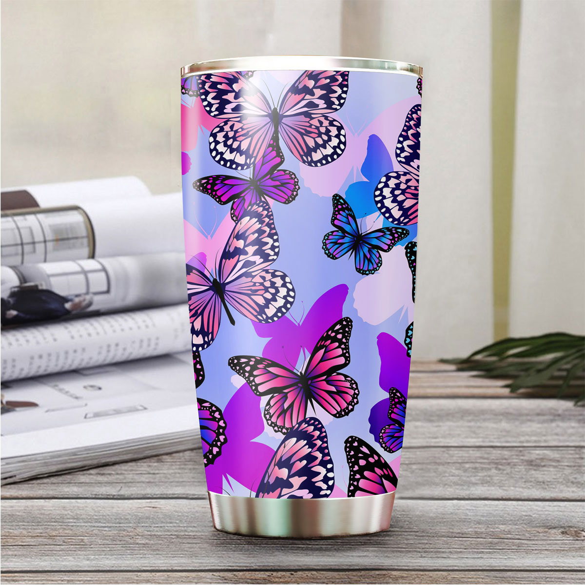 Purple Butterfly Tumbler
