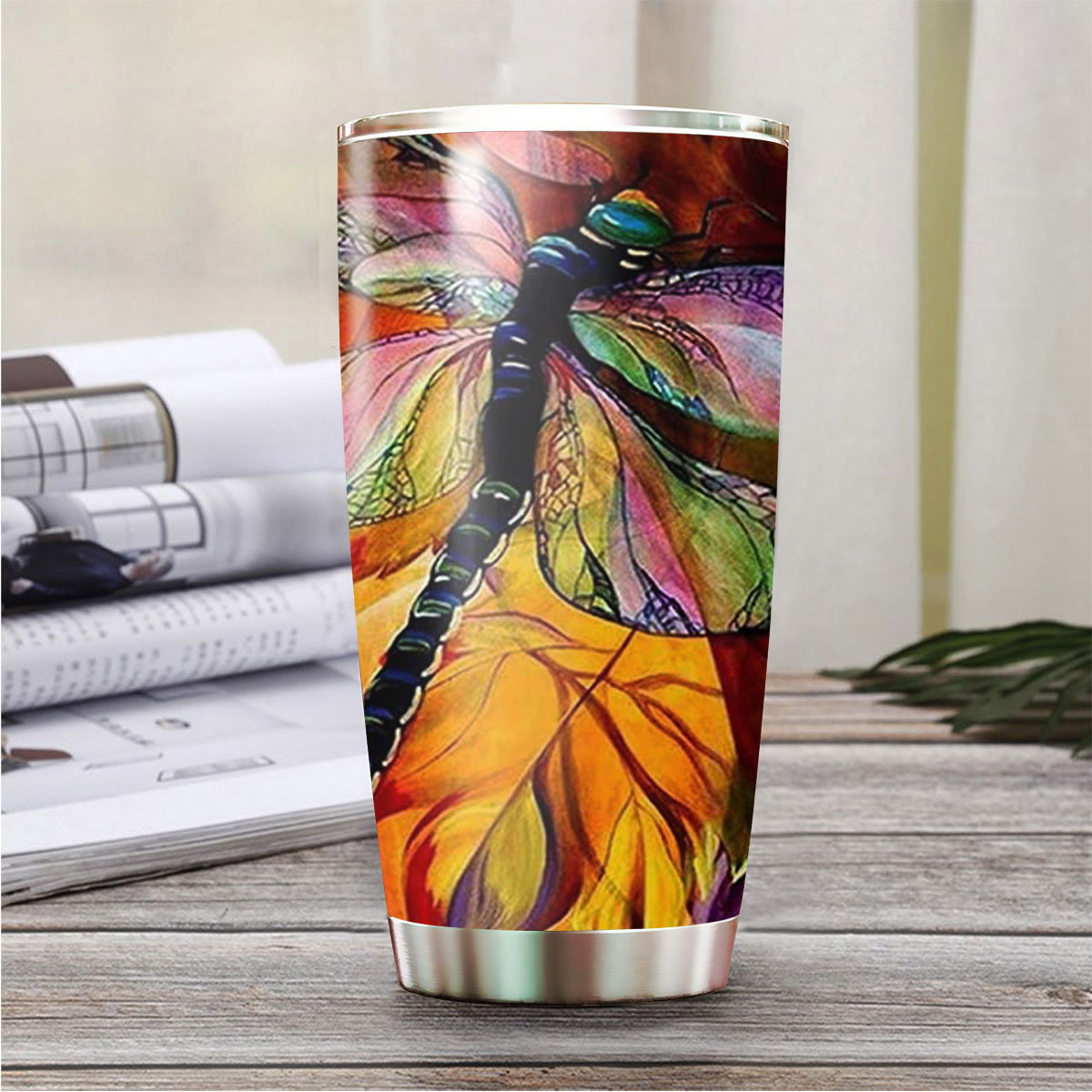 The Sunset Dragonfly Tumbler