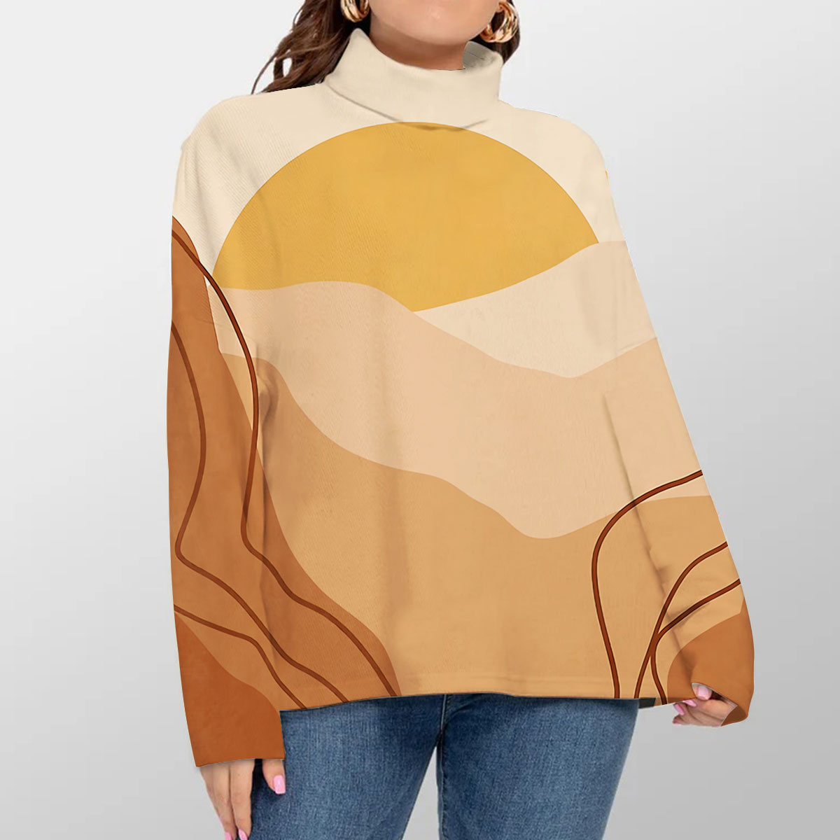 Abstract Colorful Sunset Turtleneck Sweater