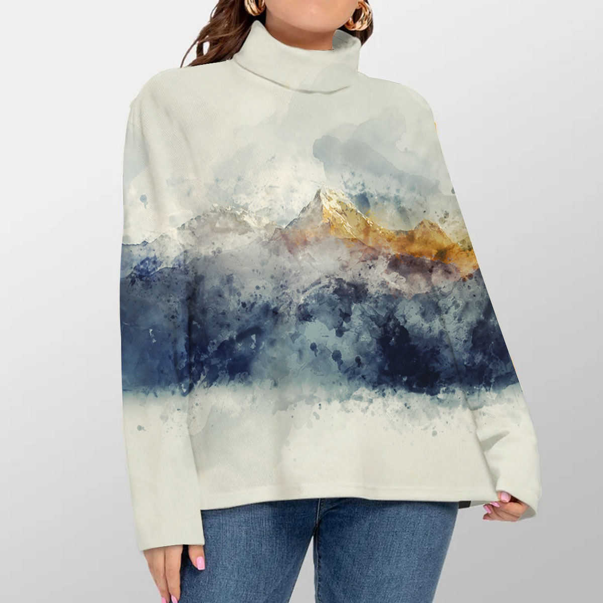 Abstract Mountain Range Turtleneck Sweater