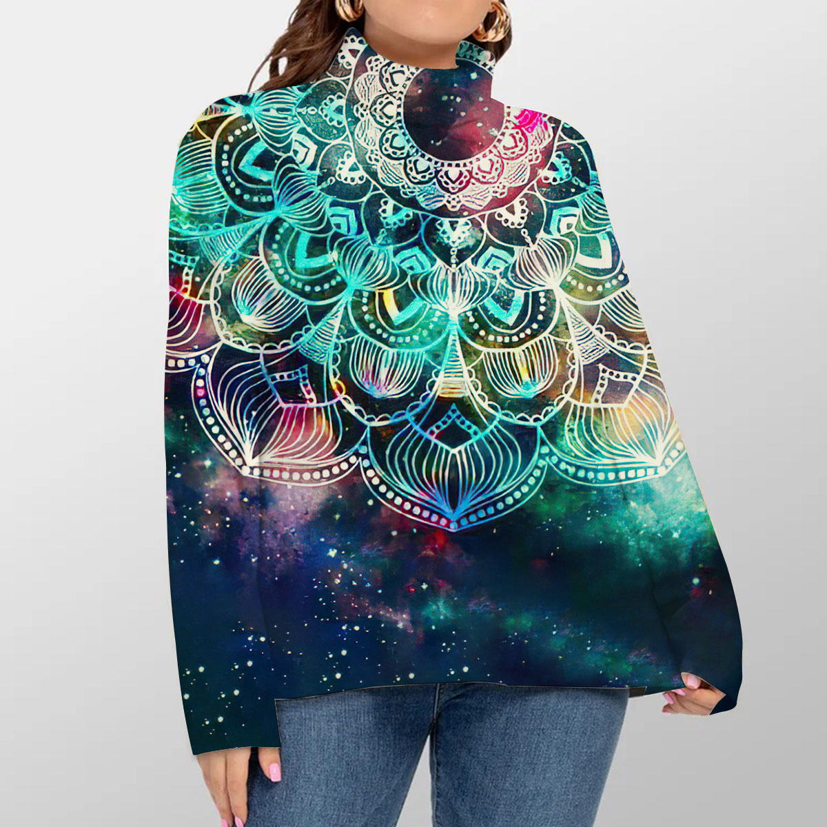 Abstract Psychedelic Mandala Turtleneck Sweater