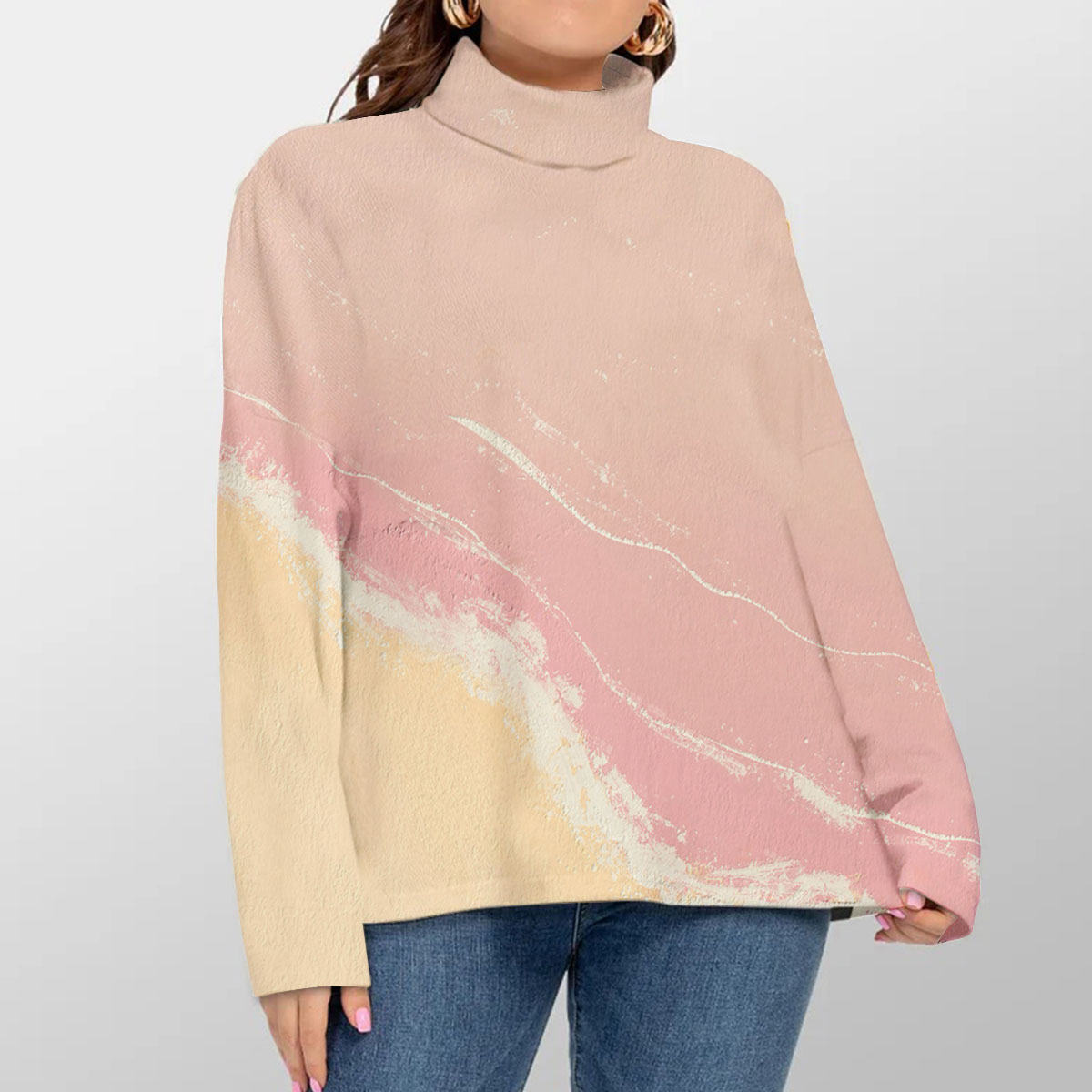 Abstract Sunset Turtleneck Sweater