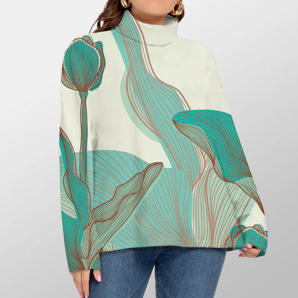 Abstract Tulip Turtleneck Sweater