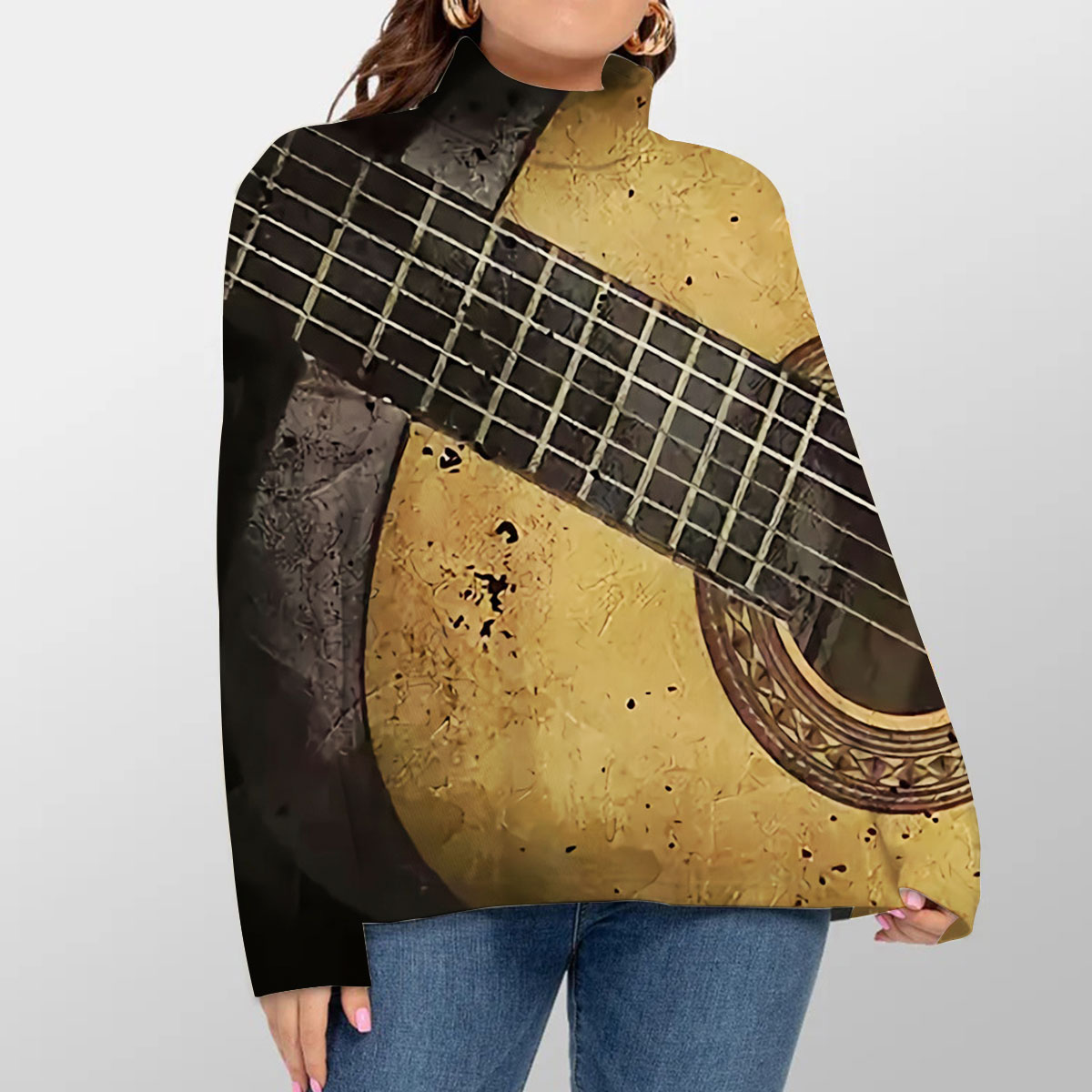 Acoustic Guitar Turtleneck Sweater