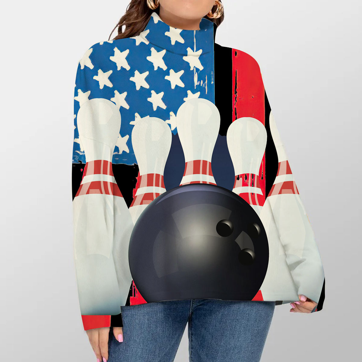 American Flag Bowling Turtleneck Sweater