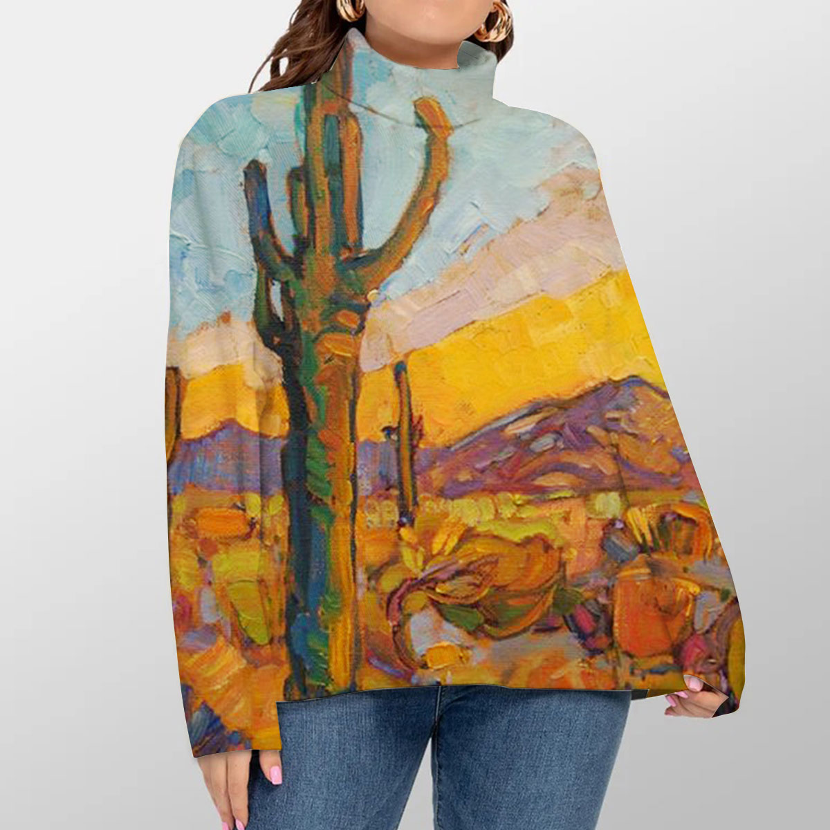 Arizona Saguaros Desert Turtleneck Sweater