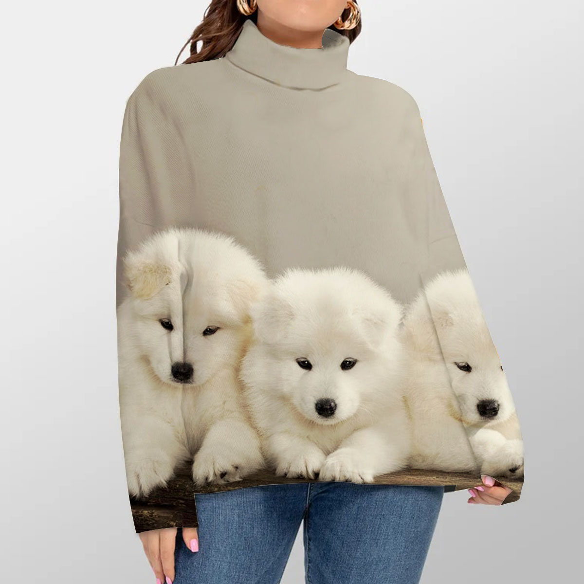Baby White Dog Turtleneck Sweater