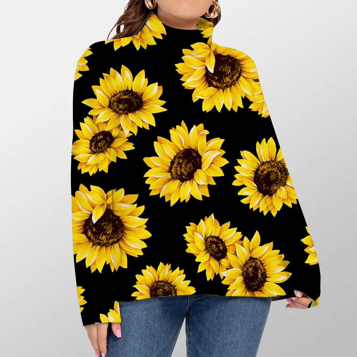 Black Sunflower Turtleneck Sweater