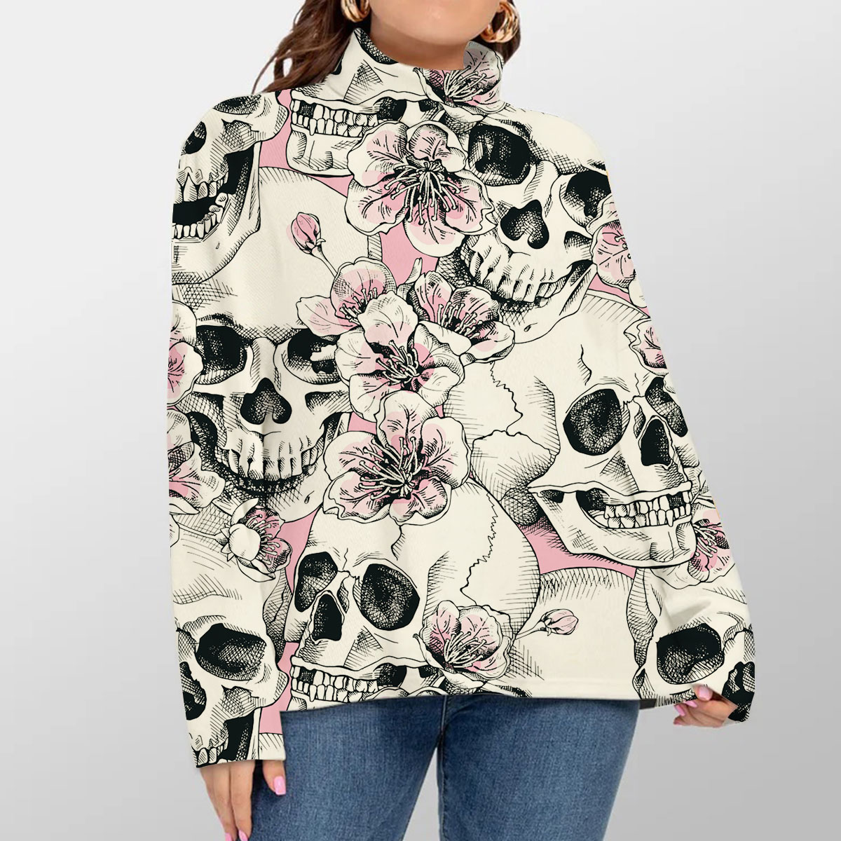Blossom Skull Turtleneck Sweater