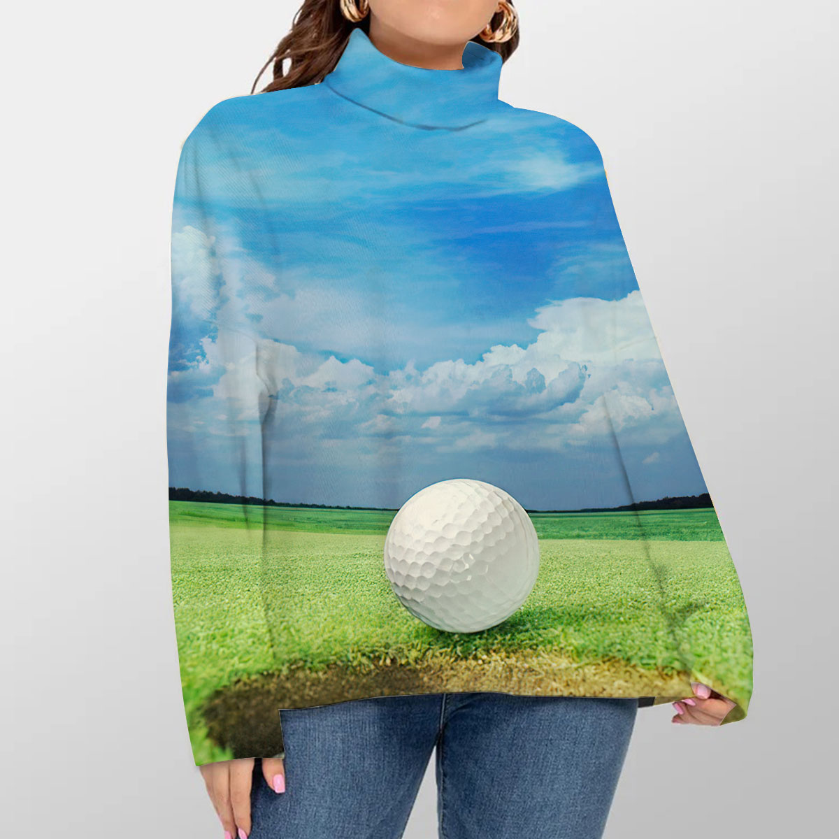 Blue Sky and Golf Turtleneck Sweater