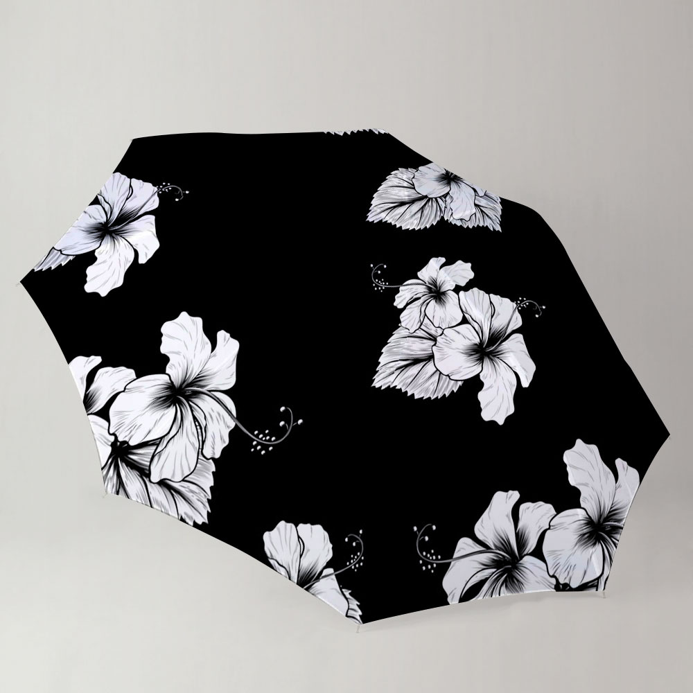 Black Hawaiian Hibiscus Umbrella