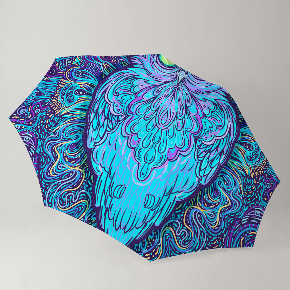 Blue Abstract Owl Umbrella